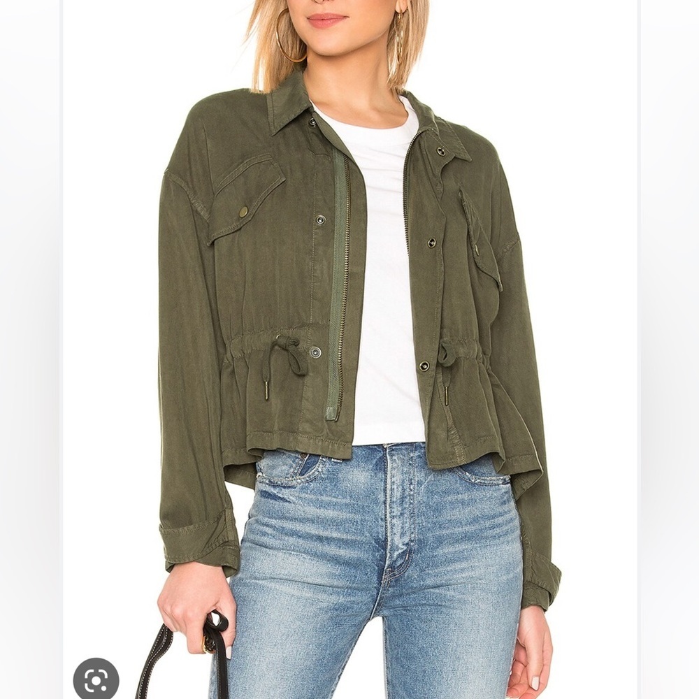 Pam & Gela Slouchy Drawstring Jacket Olive